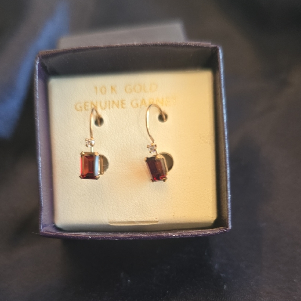 Gold and Garnet Earrings